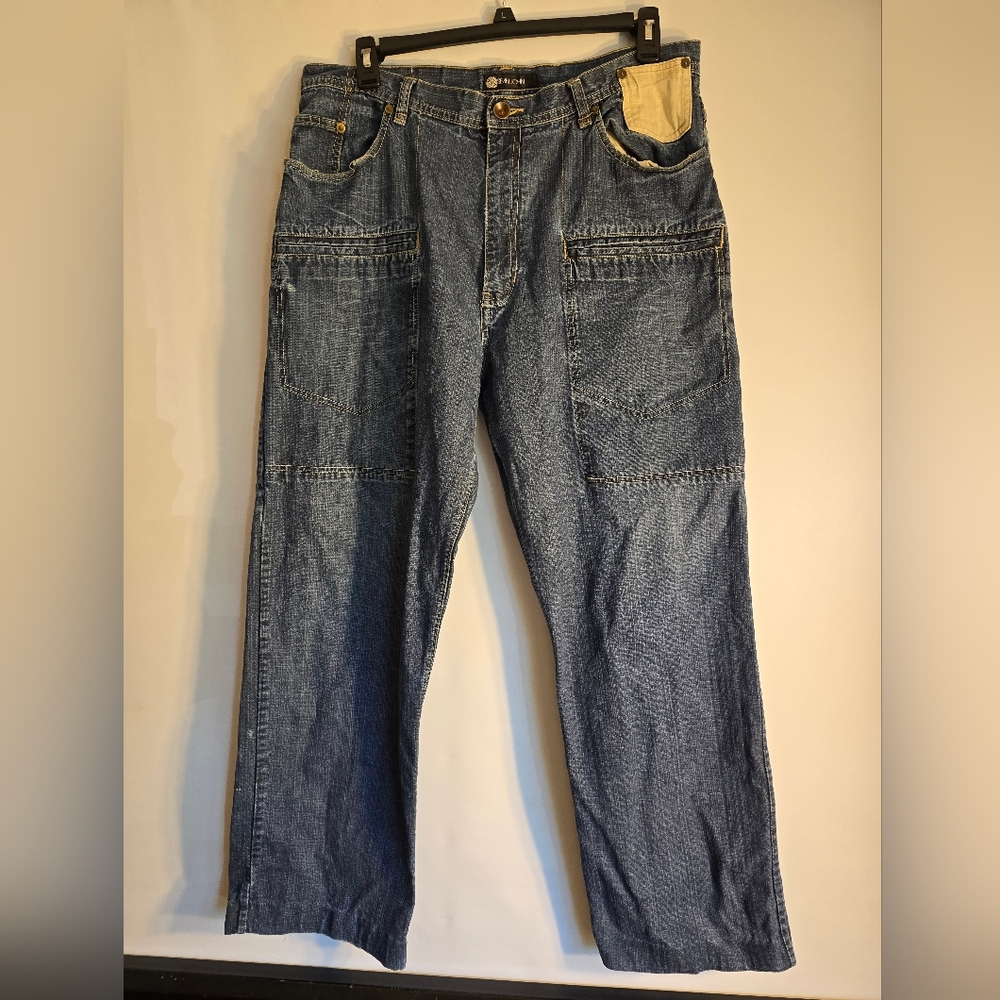 SEAN JOHN MEN'S JEANS MEDIUM WASH LSRGE FRONT POCKETS BLUE SIZE 36